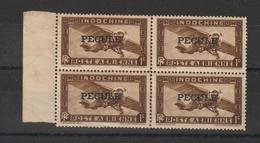 Indochine PA1 Surcharge Pecule Utilisation Fiscale Gomme Coloniale Bloc De 4 ** MNH - Poste Aérienne