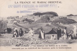 MILITARIA. FRANCE AU MAROC ORIENTAL. GUERCIF. Vue Gale Ruines CASBA Réoccupée Par KHEIMAS Goumiers Après Bombardement ) - Autres & Non Classés