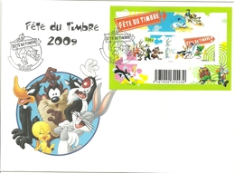 France 2009 - Fête Du Timbre - Oblitération Premier Jour Dieppe - FDC - Feuillet Looney Tunes - N° 4341 - 2000-2009