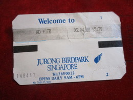 Ticket D'entrée/ Parc Animalier/ Jurong Birdpark SINGAPORE/ The Colourful World Of Birds /1988        CK142 - Tickets D'entrée