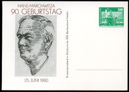 DDR PP16 D2/048 Privat-Postkarte HANS MARCHWITZA Potsdam 1980  NGK 3,00 € - Privé Postkaarten - Ongebruikt