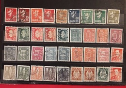 Norvegia Norge 1940 - 1978 Lot 36 Stamps Used Lions King Rope Fish Animals Postal Horn - Verzamelingen