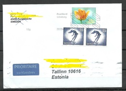 SCHWEDEN Sweden 2020 Air Mail Cover To Estonia Sport Flower - Covers & Documents