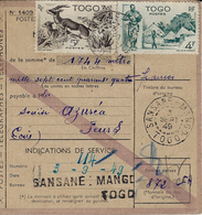 1949- MANDAT-CARTE / COLONIAL De 1744 F De SANSANE-MANGO / TOGO   TAXE  T P 9 F. - Cartas & Documentos