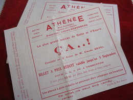 2 Billets à Prix Réduit/ Théatre Athénée/ " ça ..! " / Comédie En 3 Actes / Claude GEVEL/  Vers 1940-1960 ?       TCK151 - Eintrittskarten