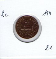 France. 2 Centimes Daniel Dupuis 1911 - 2 Centimes