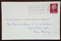 Pays-Bas - Entier Postal 15c Rouge / Changement D'adresse - 1971 - Interi Postali