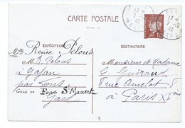 3270 - Entier Postal Maréchal Pétain 1942 WW2 FONS Gard - GUIRAUD PELOUS Gajan - Gare Fons Saint Mamet - AK Mit Aufdruck (vor 1995)