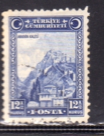 TURCHIA TURKÍA TURKEY 1930 ANKARA KALESI CASTLE 12 1/2k USATO USED OBLITERE' - Usati