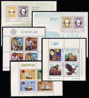 1980 Portugal Azores Madeira Compl. Year MNH Blocks. Année Compléte Blocs NeufSansCharnière. Ano Blocos NovoSemCharneira - Full Years