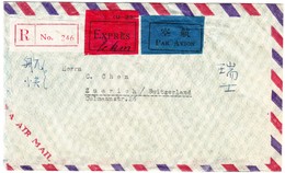 1946 Flug R-Brief Mit Express Aus Peiping über Shanghai Nach Zürich - Sonstige & Ohne Zuordnung