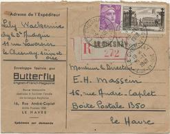 LETTRE RECOMMANDEE AFFRANCHIE N° 778 + N° 811 -OBLITEREE CAD LE CHESNAY - SEINE ET OISE -1948 - Manual Postmarks