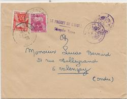 LETTRE PREFECTURE DE L'INDRE TAXEE N° 85+ N° 86 -OBLITEREE CAD VALENCAY 1956 - 1859-1959 Lettres & Documents