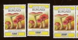 2008 3 Val Burundi Surchargées. CHAMPIGNONS Mushroom. Pilzen.  Cote 50,-euro La Série 3 Val - Unused Stamps