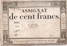 FRANCIA  ASSIGNAT 100 FRANCS 1795 P-A 78 - ...-1889 Anciens Francs Circulés Au XIXème