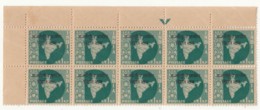 Block Of 10, 1np, Oveperprint Of 'Vietnam' On Map Series, Watermark Ashokan, India MNH 1963 - Military Service Stamp