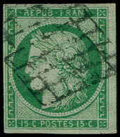 O FRANCE - Poste - 2, Signé, Marges Intactes: 15c. Vert - 1849-1850 Cérès