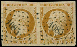 O FRANCE - Poste - 9, En Paire, Oblitération PC "1085", Belles Marges: 10c. Bistre-jaune - 1849-1850 Cérès