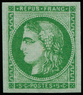 ** FRANCE - Poste - 42B, Report II, Un Point Jaune: 5c. Vert-jaune - 1849-1850 Cérès