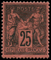 ** FRANCE - Poste - 91, Type II, Bon Centrage, Signé Calves: 25c. Noir Sur Rouge - 1849-1850 Cérès