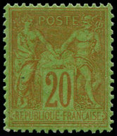 ** FRANCE - Poste - 96, Très Bon Centrage (un Grain Dans Le Papier): 20c. Brique Sur Vert - 1849-1850 Ceres