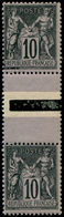 ** FRANCE - Poste - 103b, Type I Et II, En Paire Interpanneau, TB: 10c. Noir Sur Lilas - 1849-1850 Cérès