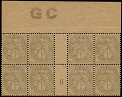 ** FRANCE - Poste - 107, Type IB Bloc De 8, Millésime "6", Manchette GC Chamois: 1c. Blanc - 1849-1850 Cérès