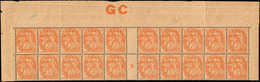 ** FRANCE - Poste - 109e, Bloc De 20, Millésime "9", Manchette GC Chamois: 3c. Blanc - 1849-1850 Cérès