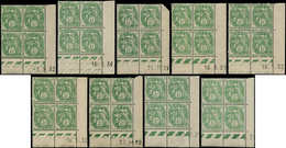 ** FRANCE - Poste - 111, Ensemble De 12 Blocs De 4, Cd. Différents (1928/32): 5c. Blanc - 1849-1850 Ceres