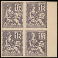 (*) FRANCE - Poste - 117, Bloc De 4, Essai Sur Carton En Violet De 1901: 15c. Mouchon (Spink) - 1849-1850 Cérès