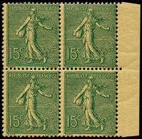 ** FRANCE - Poste - 130, Couleur Non émise Vert Sur Papier Jaune Indien, Bloc De 4, Bdf, (paire Supérieure **): 15c. Sem - 1849-1850 Cérès