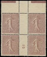 ** FRANCE - Poste - 131, Bloc De 4, Bdf, Millésime "5", Luxe: 20c. Semeuse Lignée - 1849-1850 Cérès