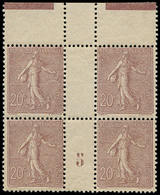 ** FRANCE - Poste - 131, Bloc De 4, Bdf, Millésime "5", Luxe: 20c. Semeuse Lignée - 1849-1850 Ceres