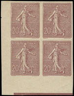 (*) FRANCE - Poste - 131b, Bloc De 4 Non Dentelé, Signé Brun, Cdf: 20c. Semeuse Lignée Brun-lilas - 1849-1850 Cérès