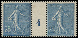 ** FRANCE - Poste - 132, Paire (1 Ex. *), Millésime "4": 25c. Semeuse Lignée - 1849-1850 Cérès