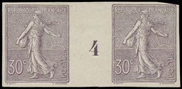 (*) FRANCE - Poste - 133, Paire Millésime "3", Non Dentelée, Signée Brun: 30c. Semeuse Lignée - 1849-1850 Cérès