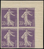 ** FRANCE - Poste - 136, Chiffres Maigres, Bloc De 4, Cdf, Luxe, Signé Brun: 35c. Semeuse Violet - 1849-1850 Cérès