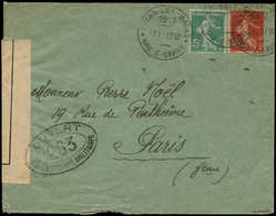 FRANCE - Poste - 137 + 138, Env. Censurée, Signée Maury, Cachet D'essai Evian Les Bains 7/2/17, (Opérations Financières) - 1849-1850 Cérès