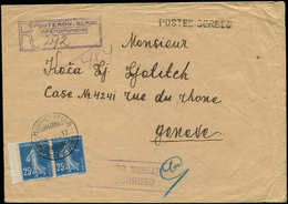 FRANCE - Poste - 140, Paire Sur Enveloppe Recommandée De Corfou, Griffe "Postes Serbes" - 1849-1850 Cérès