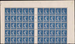 ** FRANCE - Poste - 140t, Bloc De 50, Papier X, Millésime "5", (Bdf *): 25c. Semeuse Bleu - 1849-1850 Cérès