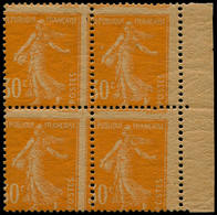 ** FRANCE - Poste - 141c, Papier GC, Bloc De 4, Piquage à Cheval: 30c. Semeuse Orange (Spink) - 1849-1850 Cérès