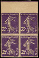 (*) FRANCE - Poste - 142, Papier GC, Bloc De 4, Bdf, Signé: 35c. Semeuse Violet - 1849-1850 Cérès