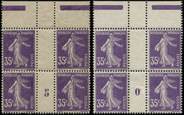 ** FRANCE - Poste - 142, 2 Blocs De 4, Millésimes "0" Et "5": 35c. Semeuse Violet - 1849-1850 Cérès