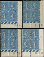 ** FRANCE - Poste - 205, 4 Blocs De 4, Cd Différents 26/29/31/32: 1f. Semeuse Lignée - 1849-1850 Cérès