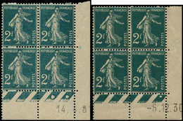 ** FRANCE - Poste - 239, 2 Blocs De 4, Cd 5/11/30 Et 14/4/31, Complet: 2fr. Semeuse - 1849-1850 Ceres