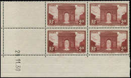 ** FRANCE - Poste - 258, Bloc De 4 (Bdf *), Cd 29/11/30: 2fr. Arc De Triomphe - 1849-1850 Cérès