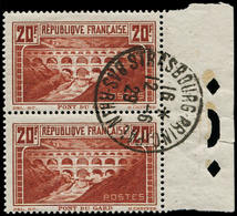 O FRANCE - Poste - 262Aa, En Paire, Bdf Avec Perforation De Contrôle Caractéristique Du Tirage à Plat, Dentelé 13,5 20f. - 1849-1850 Cérès