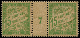 ** FRANCE - Taxe - 30, Papier GC, Paire Millésime "7": 15c. Vert-jaune - 1859-1959 Neufs