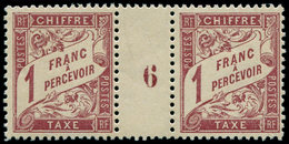 ** FRANCE - Taxe - 40, Paire Millésime "6": 1f. Lilas-brun Sur Paille - 1859-1959 Neufs