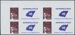 ** FRANCE - Timbres Personnalisés - 3729CA, Bloc De 4, Cdf, 1.90€ Prune, Logo "Astrophilatélie" (fusée), Très Grosse Rar - Autres & Non Classés